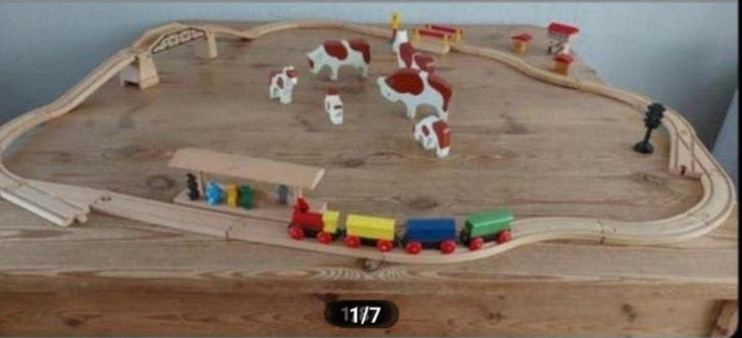 Houten Treinset met Dieren en Accessoires, Ophalen of Verzenden