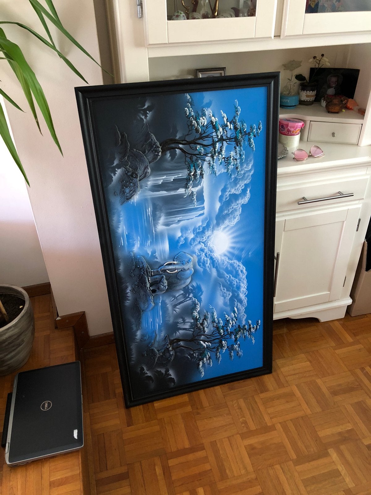 Mooi groot indisch schilderij met relief, Ophalen