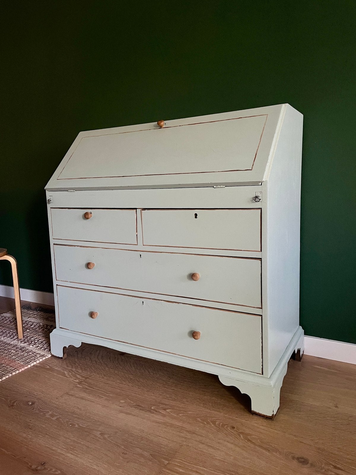 Vintage hout ladekast 4 laden met klep nostalgisch, geverfd, Ophalen, Gebruikt, 100 tot 150 cm, 50 tot 100 cm