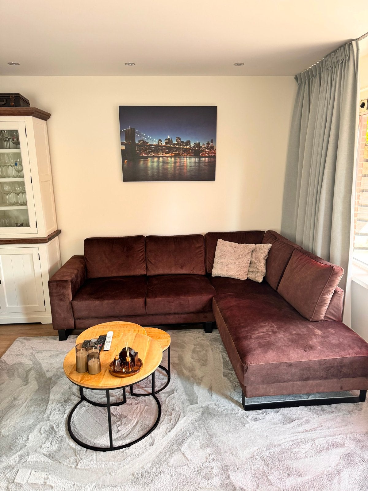 Comfortabele hoekbank van stof - Zo goed als nieuw, Huis en Inrichting, Banken | Bankstellen, Ophalen, 250 tot 300 cm, Hoekbank