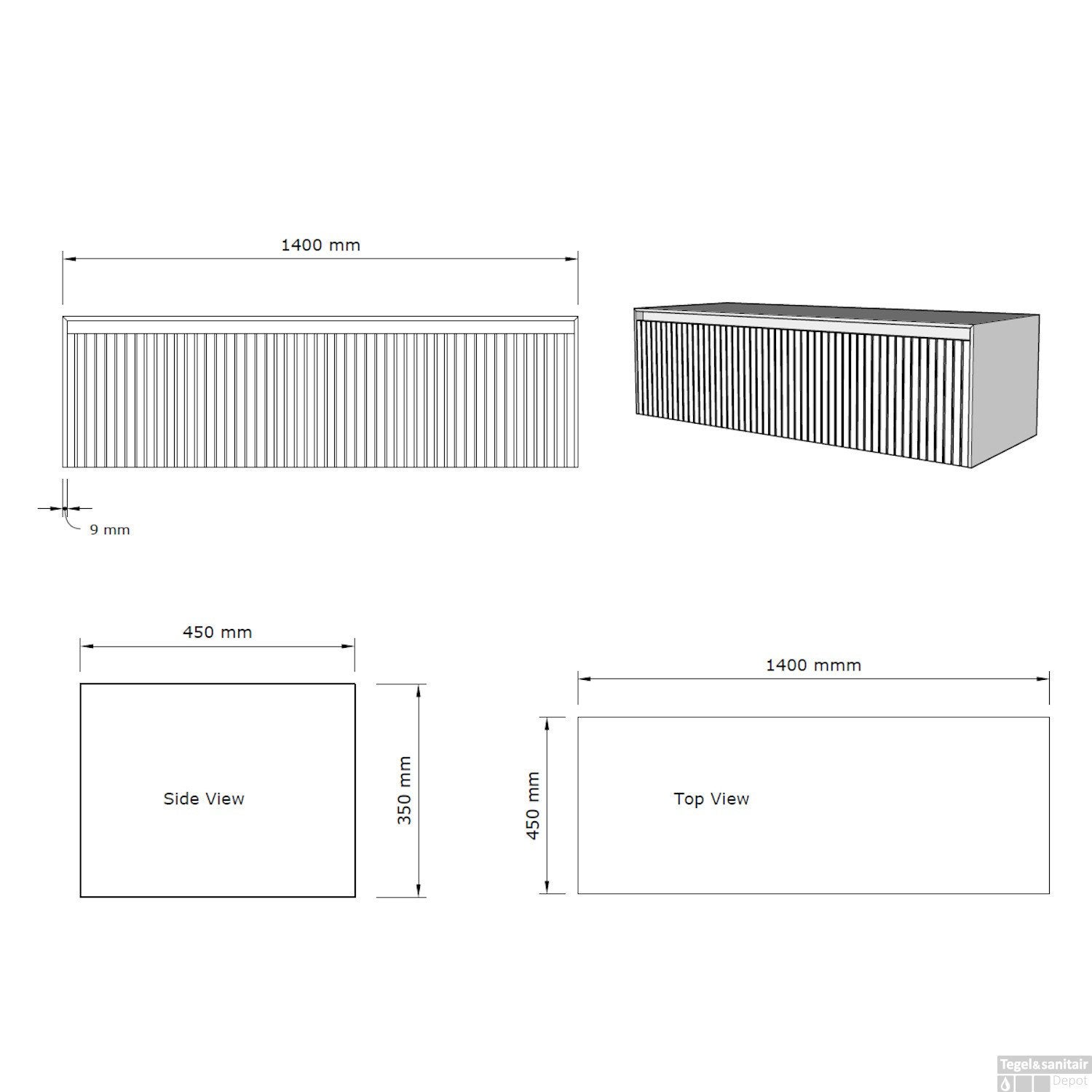 Zwarte badkamer onderkast 140 cm, Huis en Inrichting, Ophalen, 100 tot 150 cm, Nieuw, Minder dan 100 cm