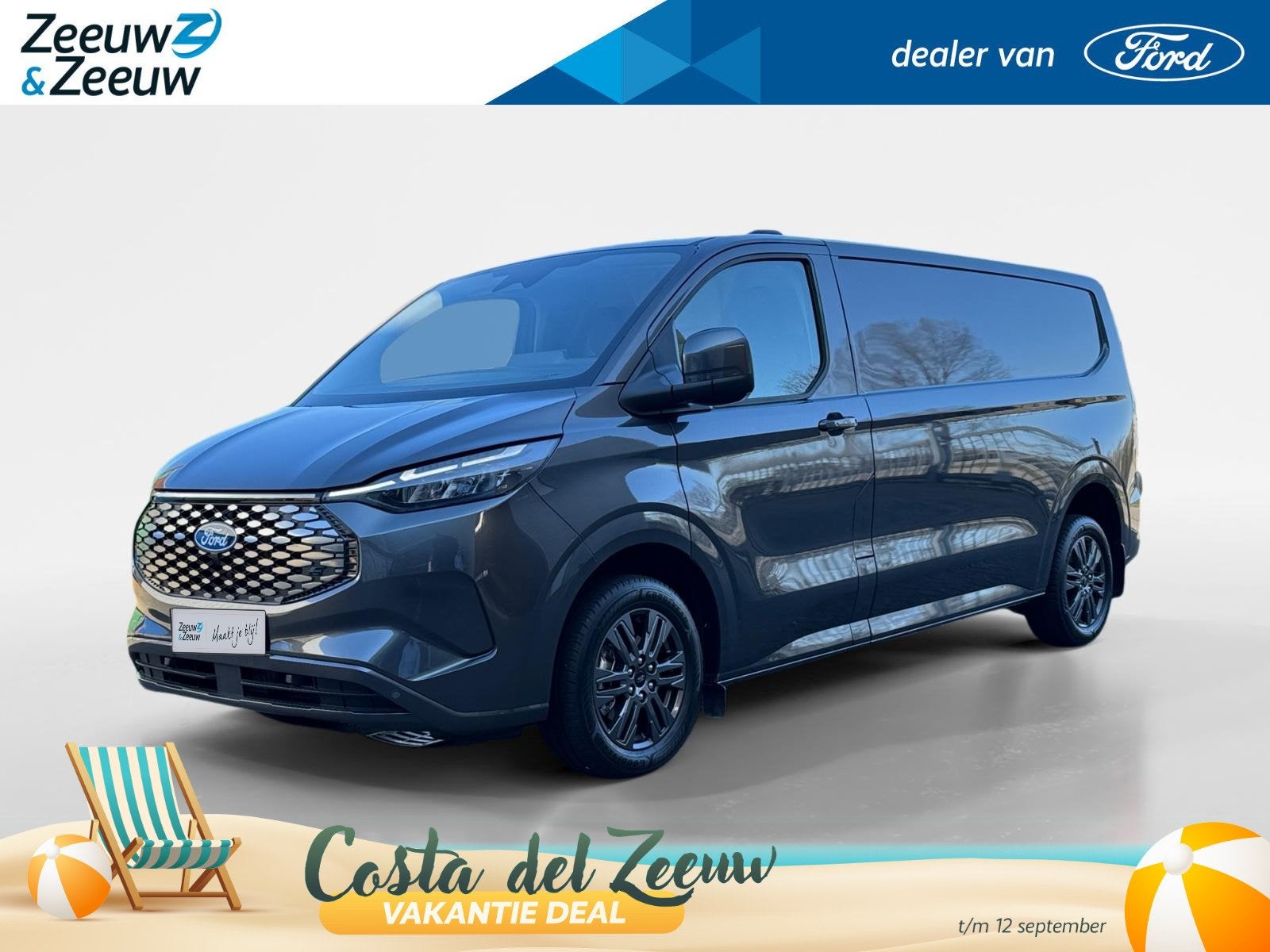 Ford E-Transit Custom 320 L2H1 Limited 64 kWh | DEMO | Inkla, Auto's, Bestelauto's, Automaat, Met garantie (alle), 470 min, 2 stoelen