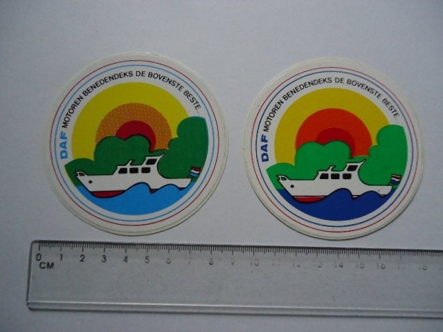 sticker oud DAF MOTOR schip boot scheepsmotor retro 2x, Verzenden, Zo goed als nieuw, Bedrijf of Vereniging