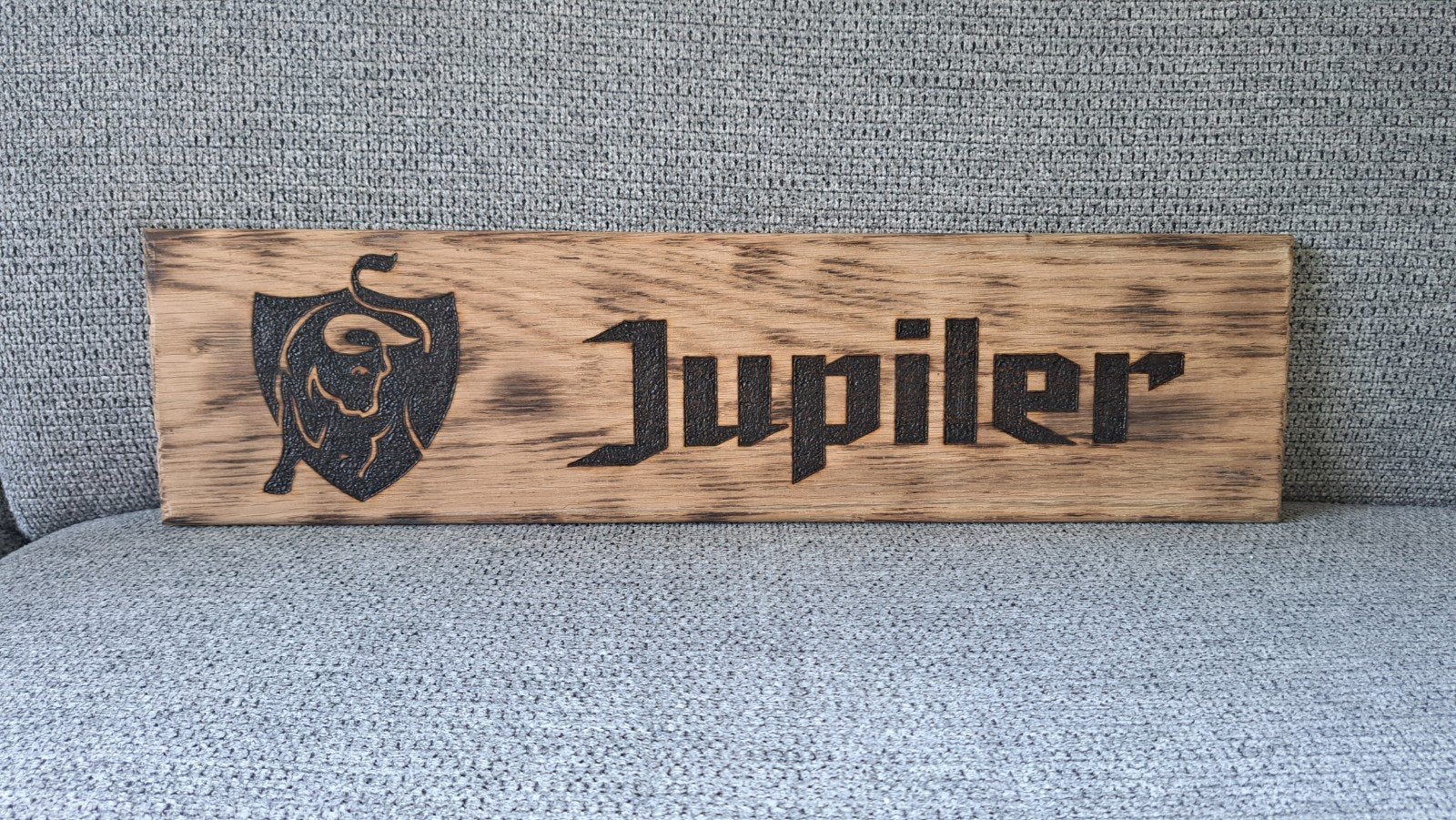 jupiler logo op hout gebrand, Hout, Vintage, Nieuw, Ophalen of Verzenden
