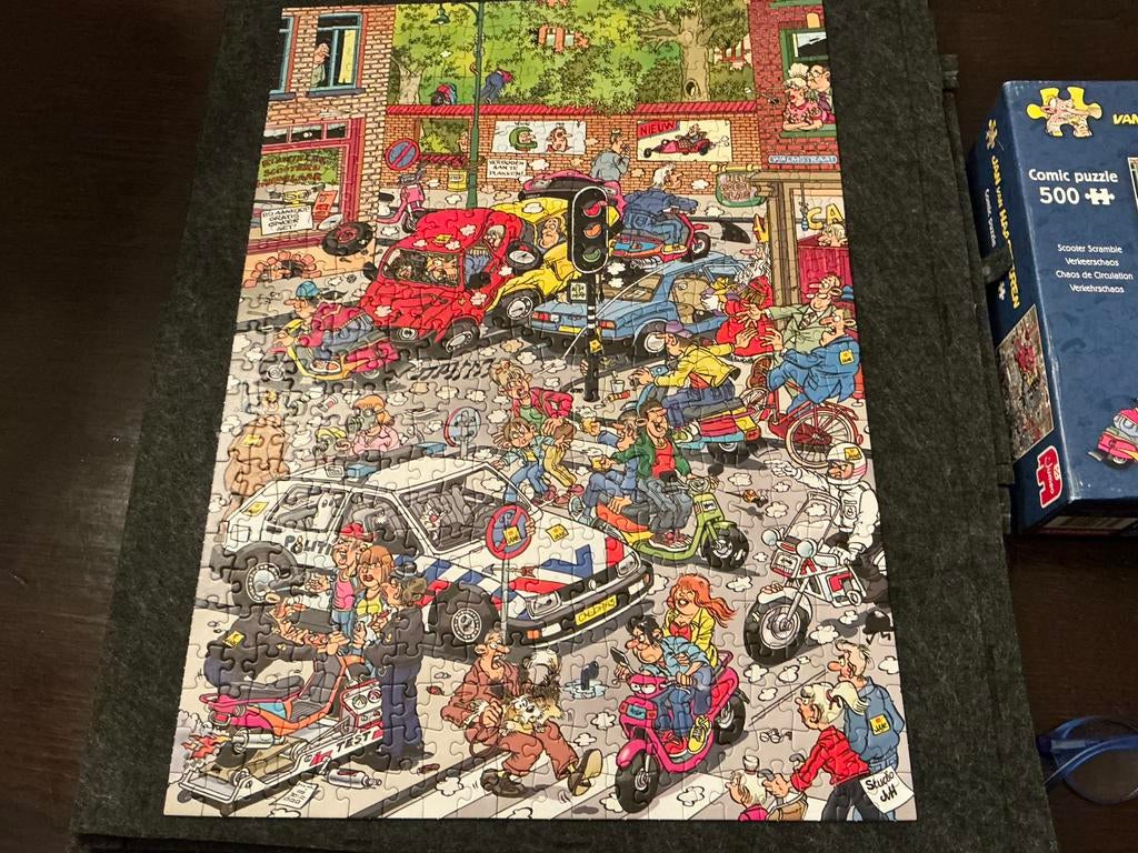 Mooie puzzel van Jan van Haasteren, compleet 500 stukjes, Ophalen of Verzenden, 500 t/m 1500 stukjes, Zo goed als nieuw
