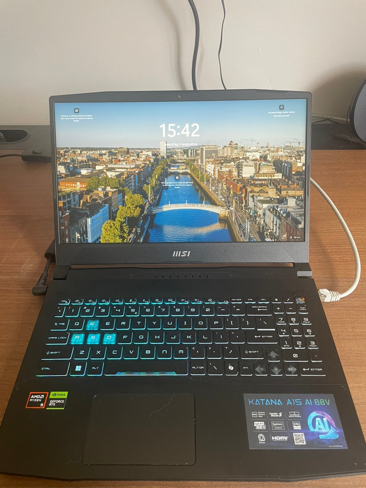 MSI Katana A15 AI B8VG-297NL | Ryzen 9 8945HS | RTX 4070, Ophalen, Zo goed als nieuw, Gaming, SSD