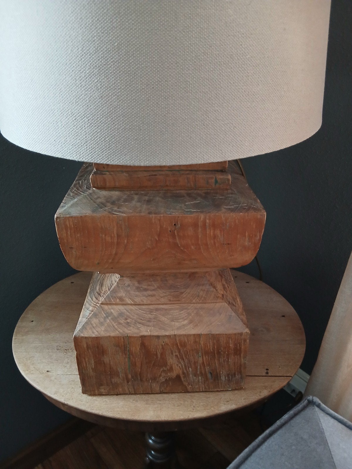 Massieve houten lampenvoet - 70 cm hoog, Ophalen, Gebruikt, Hout, Landelijk