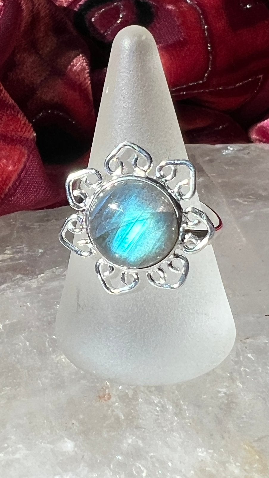 Labradoriet bloem beschermt magie intuïtie maat 20 SALE TIP, Sieraden, Tassen en Uiterlijk, Ringen, 20 of groter, Blauw, Magnolia11
