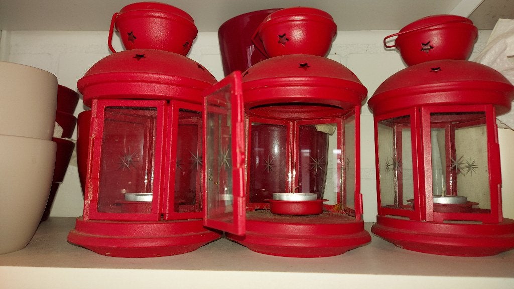 Rode lantarens voor waxine- of led lichtje 3 stuks, Ophalen of Verzenden, Netvoeding, Minder dan 50 watt, Led