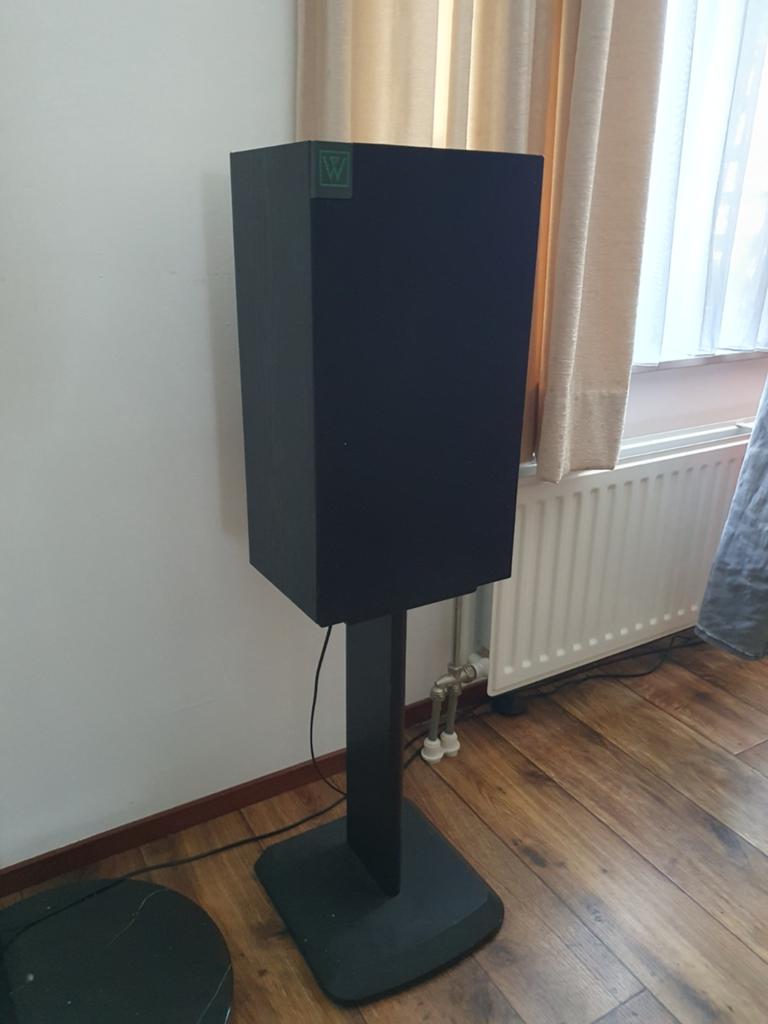 Wharfdale boxen delta 50--75 watt igst zwart evt met steunen, Gebruikt, 60 tot 120 watt, Front, Rear of Stereo speakers, Ophalen