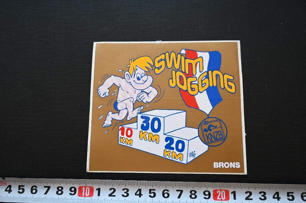 sticker zwemmen strip rob gorter KNZB swim jogging brons, Verzamelen, Ophalen, Zo goed als nieuw