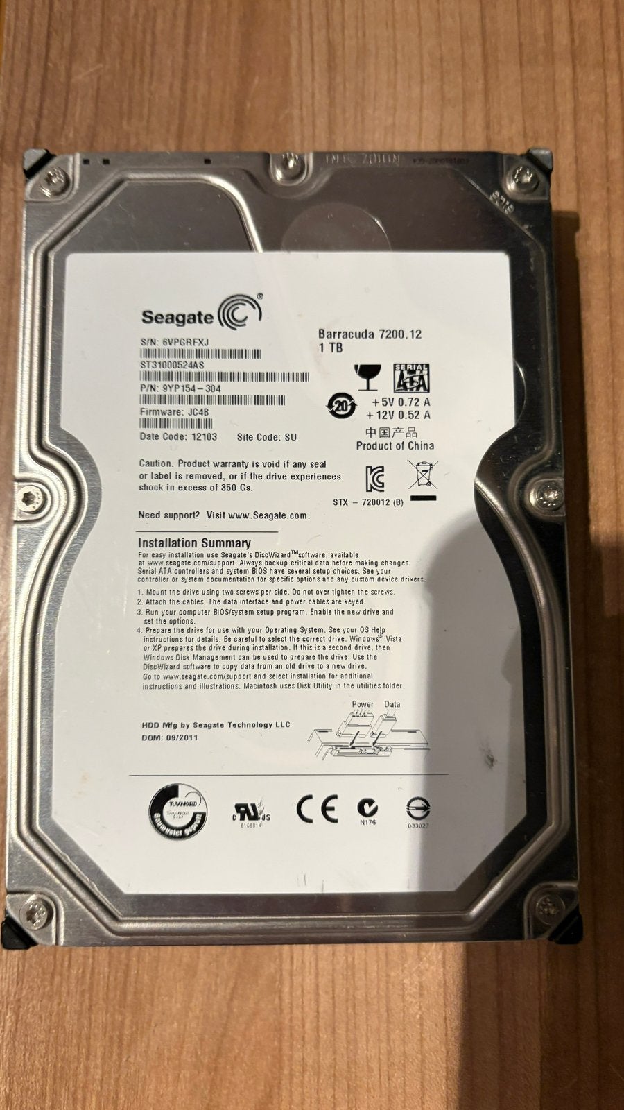 1tb hdd, Computers en Software, Harde schijven, Ophalen, Intern, Gebruikt, Desktop