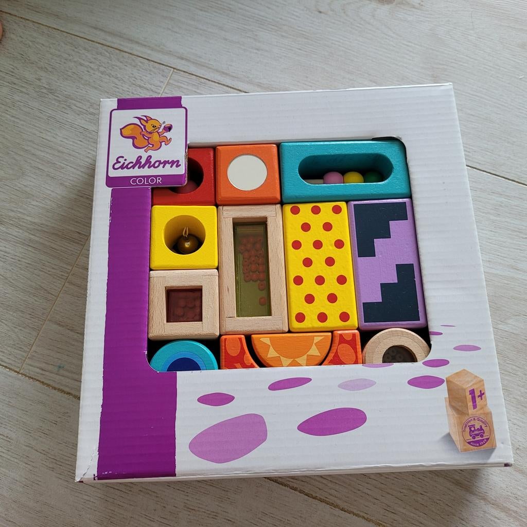 Eichhorn Color Houten Bouwblokken met Geluid en Vormen NIEUW, Ophalen of Verzenden, Nieuw, Overige merken
