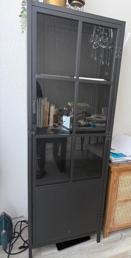 Metalen Vitrinekast, Ophalen, 50 tot 100 cm, Zo goed als nieuw, 150 tot 200 cm