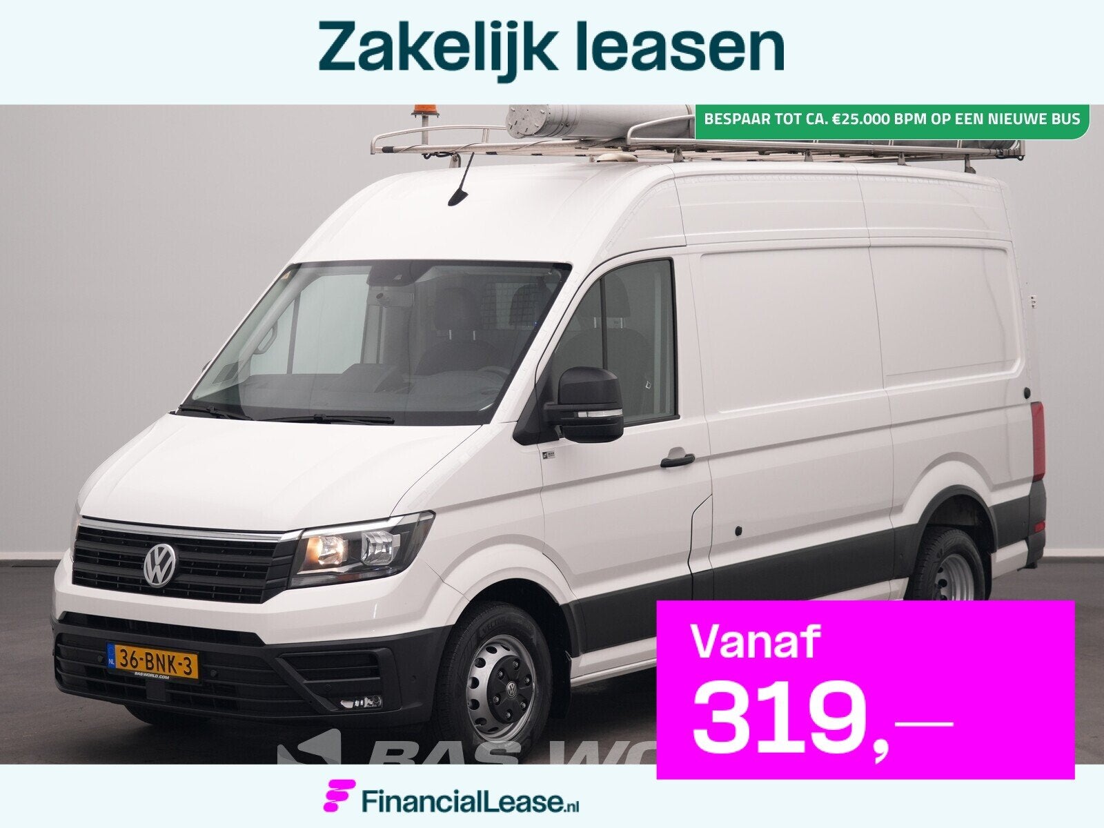 Volkswagen Crafter 177pk 50 Dubbellucht L3H3 Werkplaatsinric, Stof, Gebruikt, Euro 6, 4 cilinders