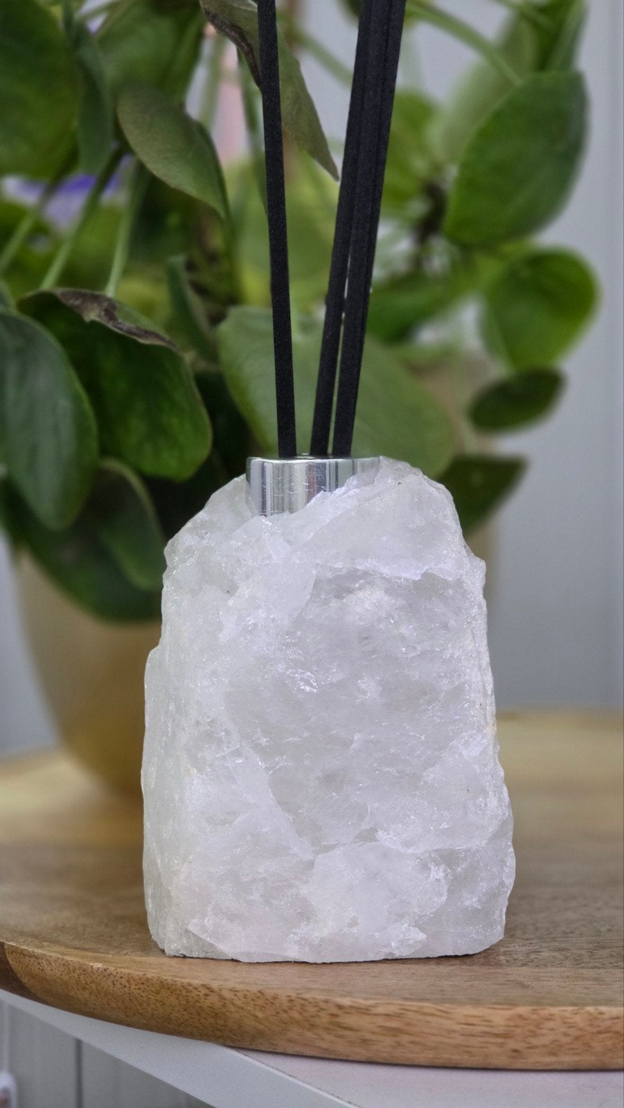 Bergkristal diffuser voor geurstokjes met zilveren dop, Ophalen of Verzenden