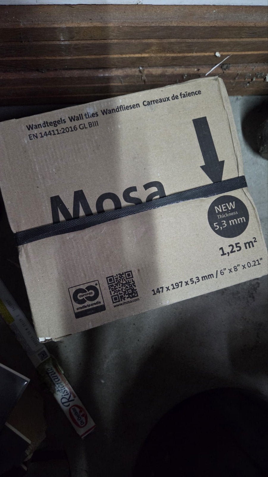 Mosa Wandtegels Wit en Grijs - 1.25 m² per doos, Ophalen, Nieuw, Minder dan 20 cm, 20 tot 40 cm