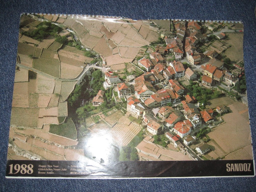 Sandoz kalender - landschapsplaten, Ophalen of Verzenden, Maandkalender, Gebruikt