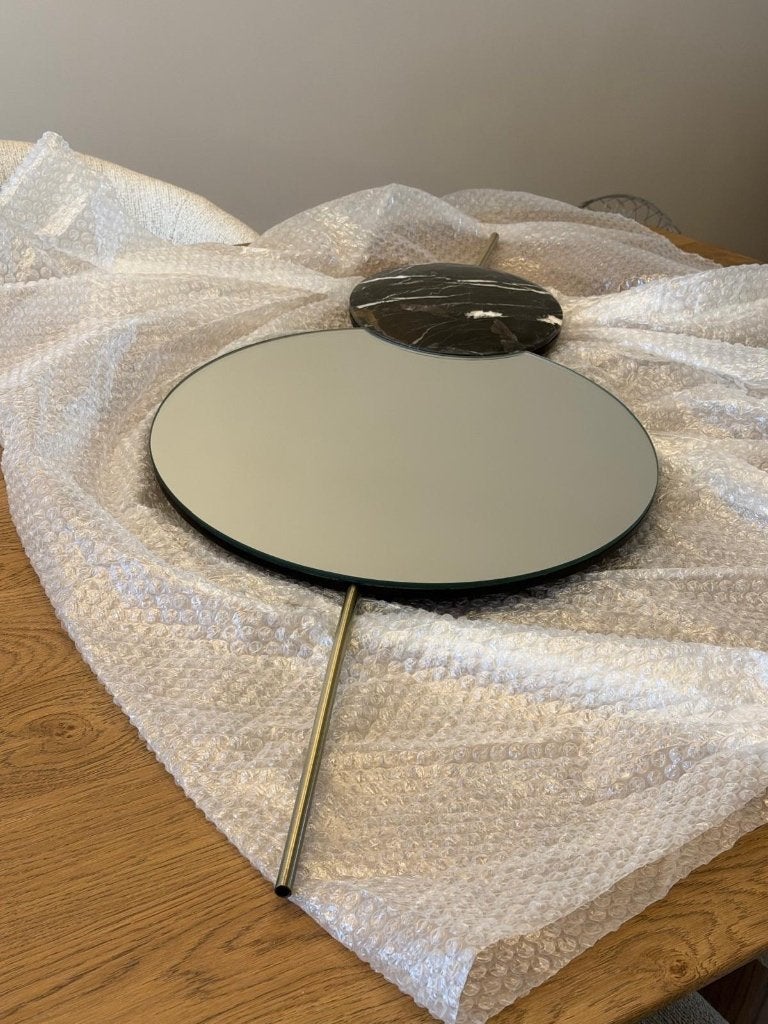 La Redoute AM.PM Opanax wandspiegel – zwart marmer & goud, Ophalen, Minder dan 50 cm, Rond, Zo goed als nieuw
