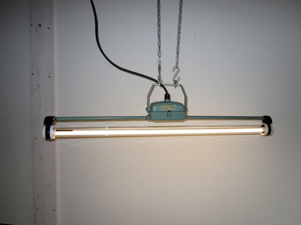 Vintage dimbare industriële hanglamp, Ophalen, Gebruikt, G13 (TL), Vintage, industrieel