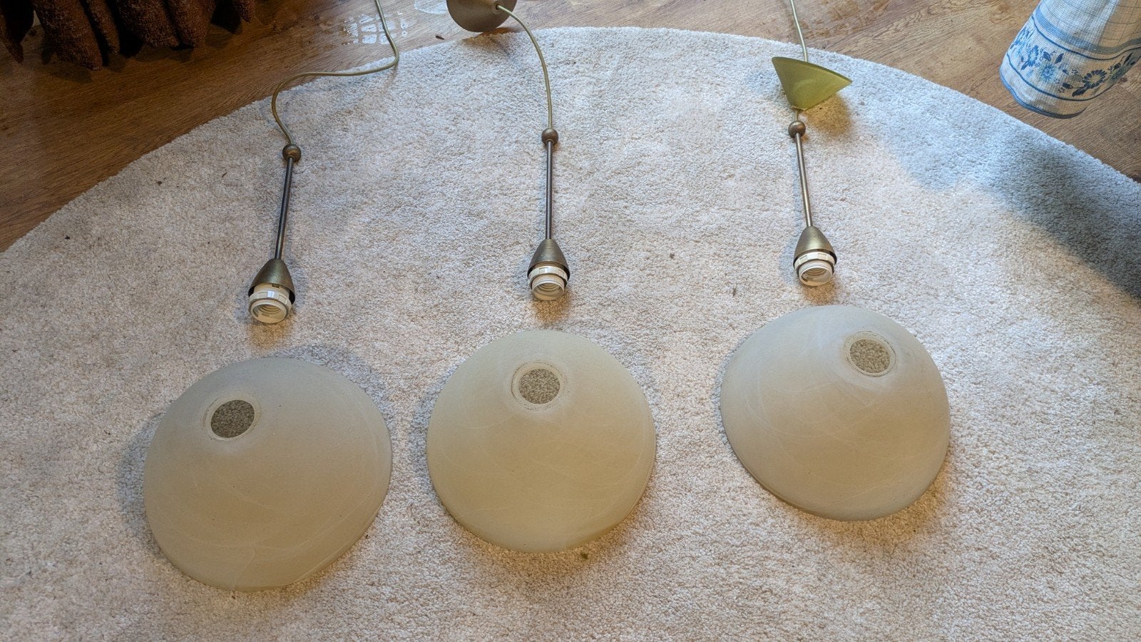 Set van 3 glazen eetkamerlampen, Ophalen of Verzenden