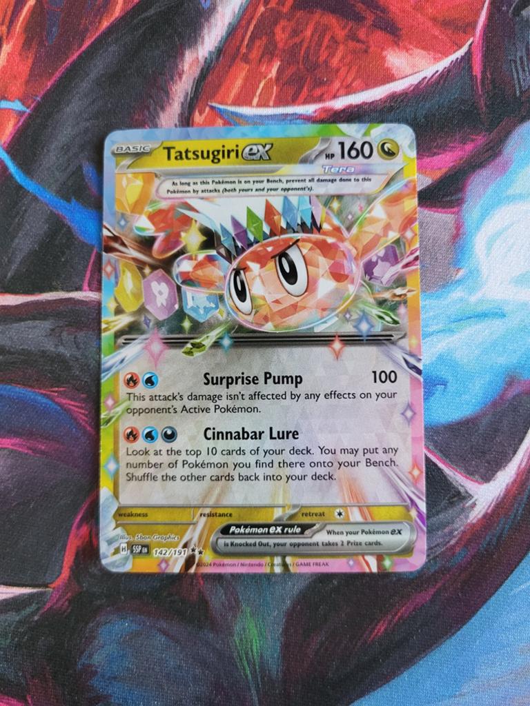 Tatsugiri EX - Surging Sparks #142/191, Ophalen of Verzenden, Zo goed als nieuw
