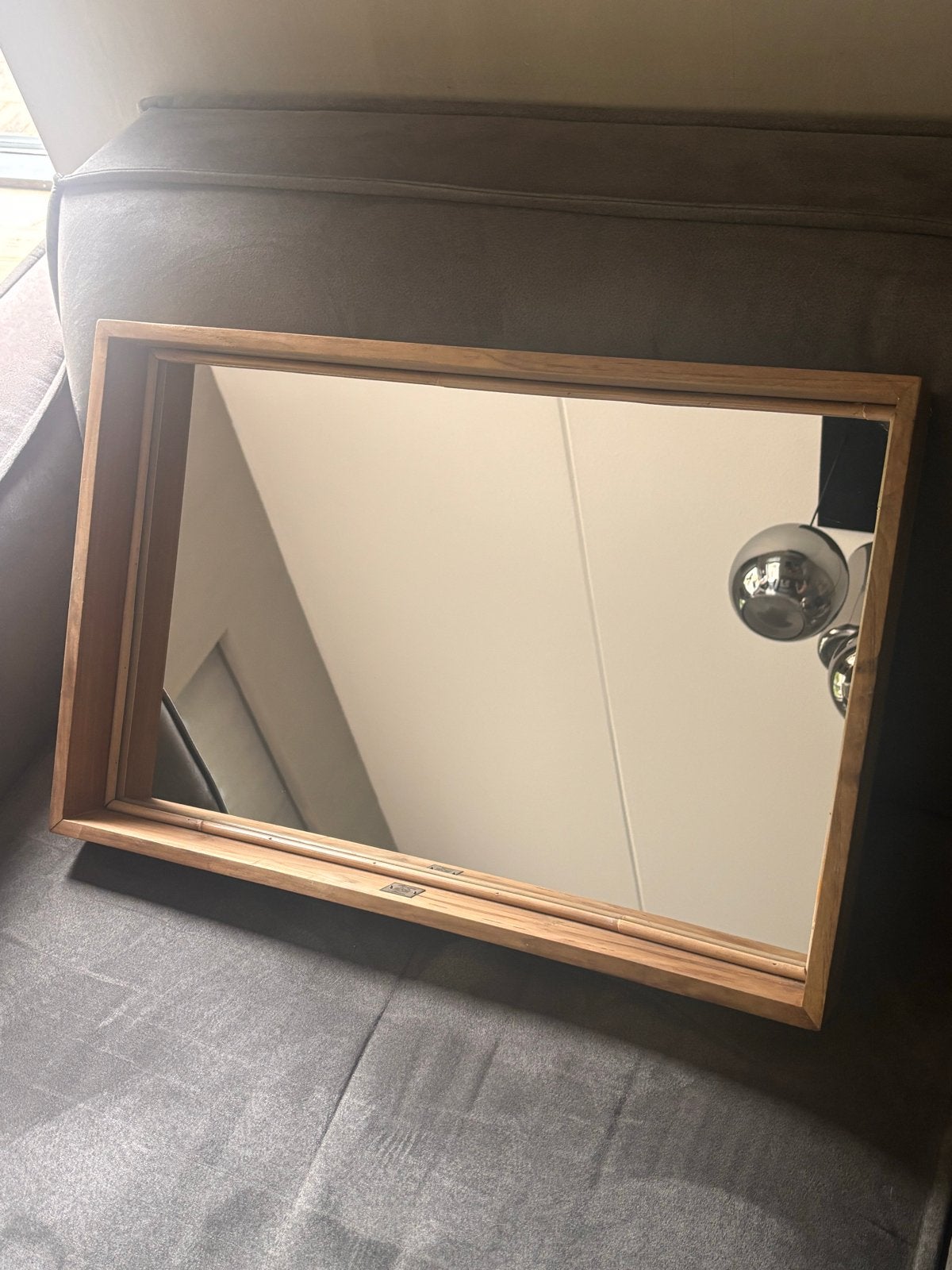 Riviera Maison Spiegel met Bamboe Randjes, Huis en Inrichting, Woonaccessoires | Spiegels, Ophalen, Zo goed als nieuw, Minder dan 100 cm