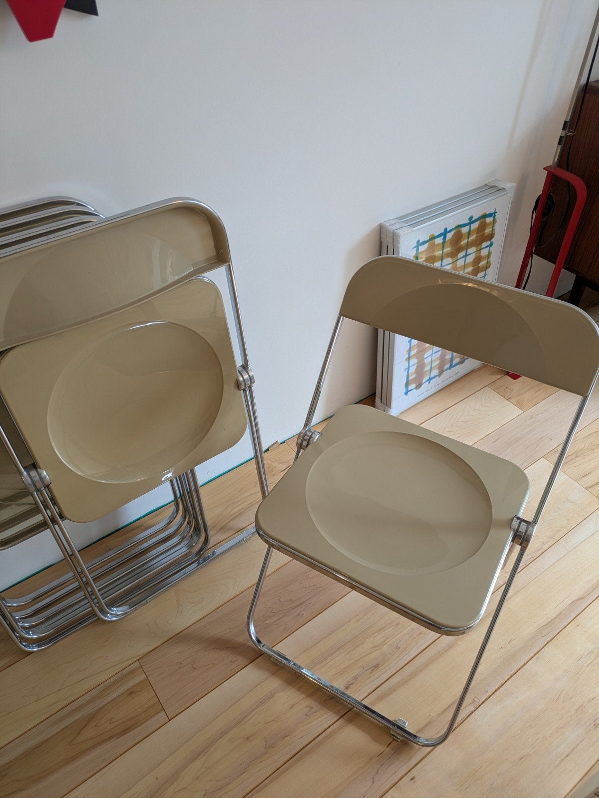2x Anonima Castelli Plia vintage design klapstoelen 1967, Huis en Inrichting, Ophalen, Gebruikt, Overige kleuren, Twee