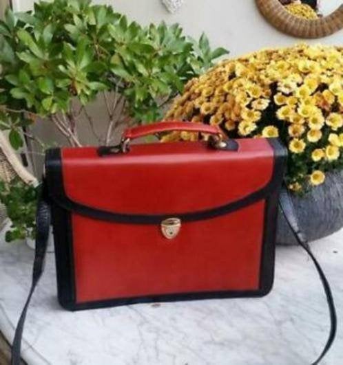 Schitterende rood-bruin leren aktetas, 30 tot 40 cm, Verzenden, Aktetas of Boekentas, Nieuw