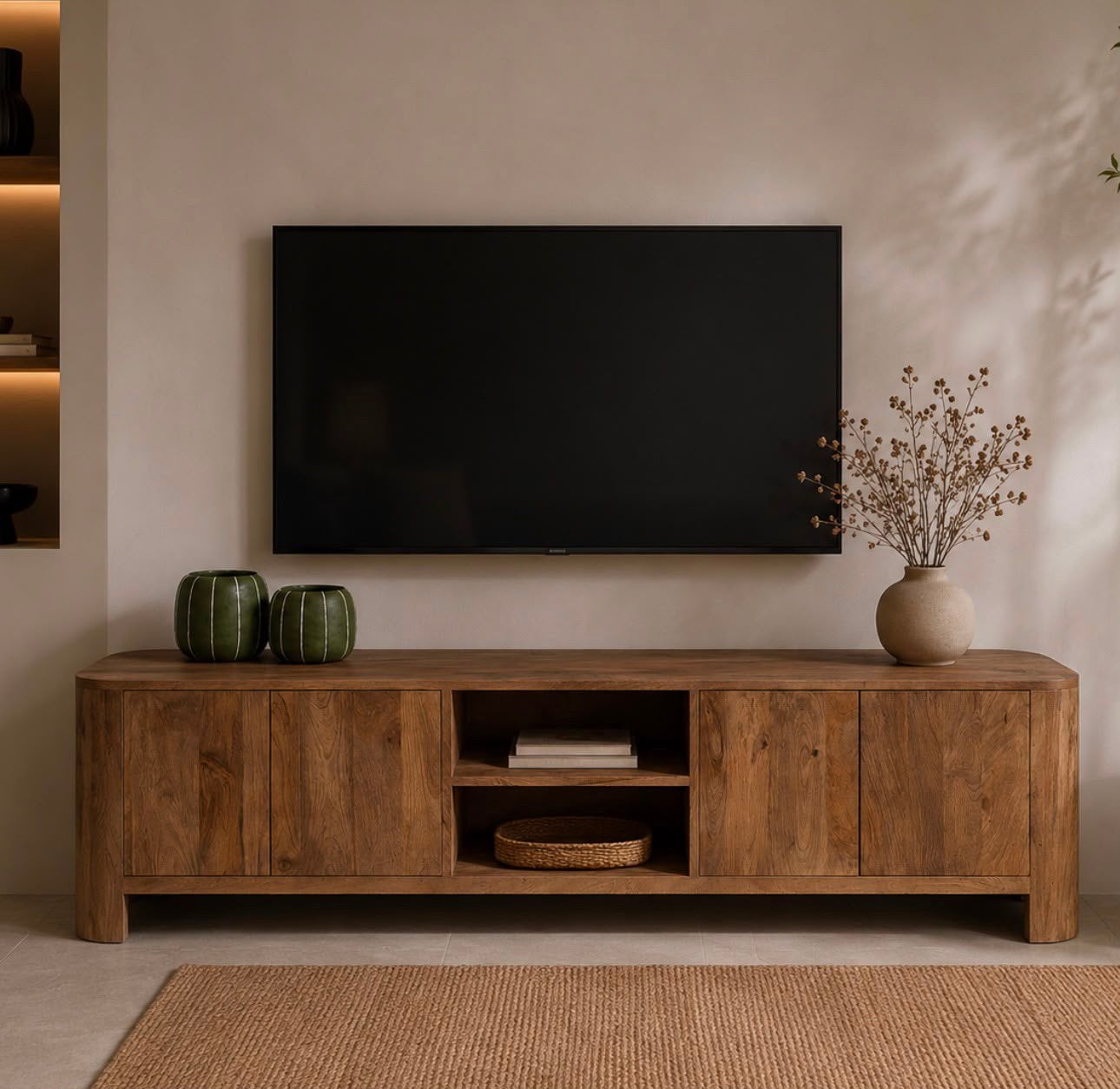 Magazijn leegverkoop tv meubel Japandi mangohout bohemian, Huis en Inrichting, Hout, Nieuw, Ophalen of Verzenden, Info@wkhome.nl