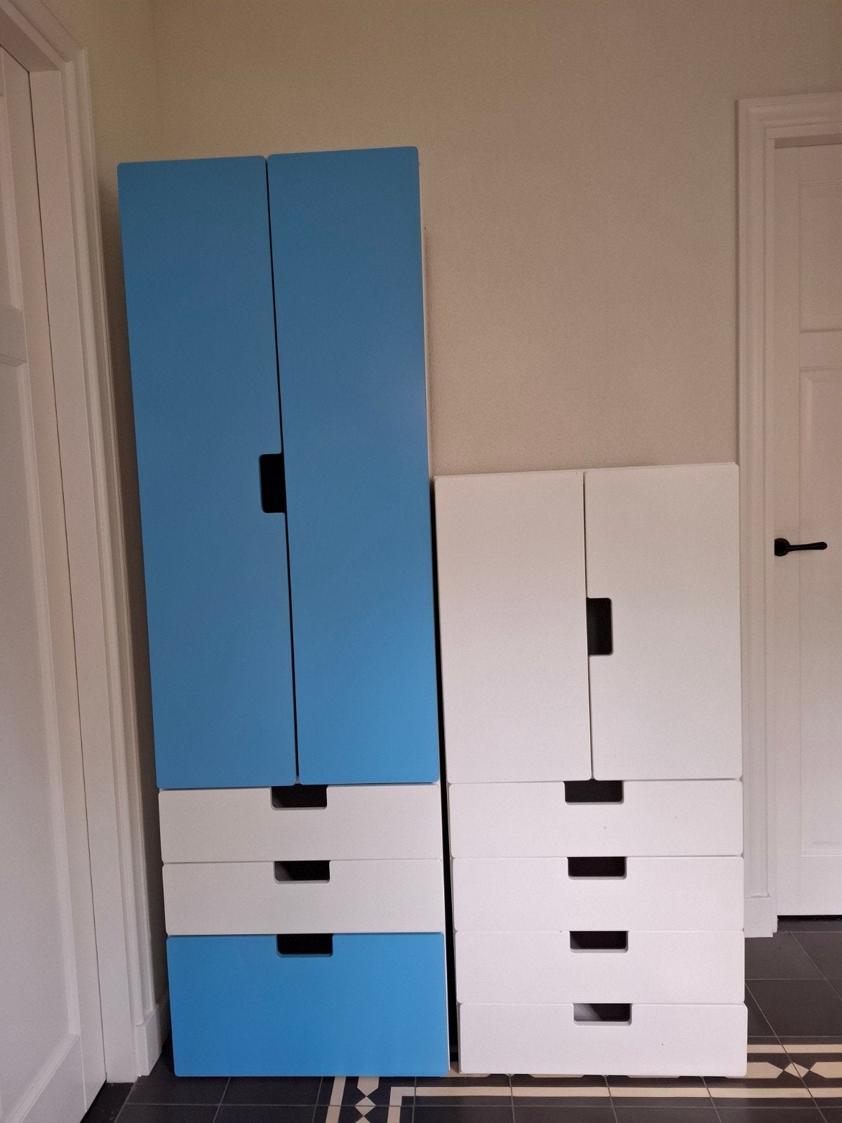 ikea stuva kast blauw met wit, Ophalen, Met plank(en), 50 tot 100 cm, Minder dan 100 cm