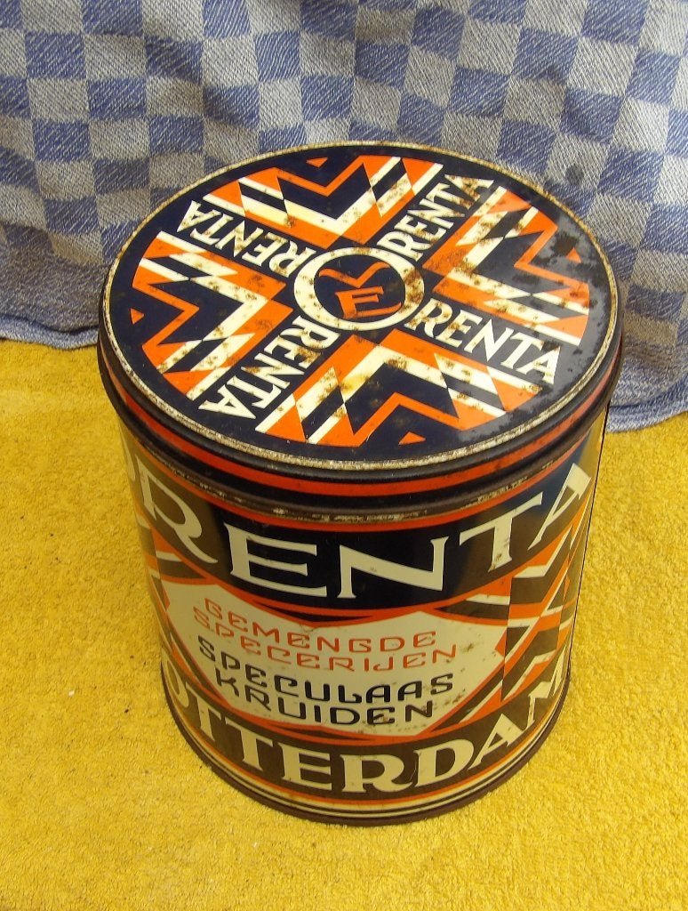 oud winkelblik/ groot voorraadblik /Orenta speculaaskruiden, Verzamelen, Blikken, Ophalen of Verzenden, Gebruikt, Overige, Overige merken
