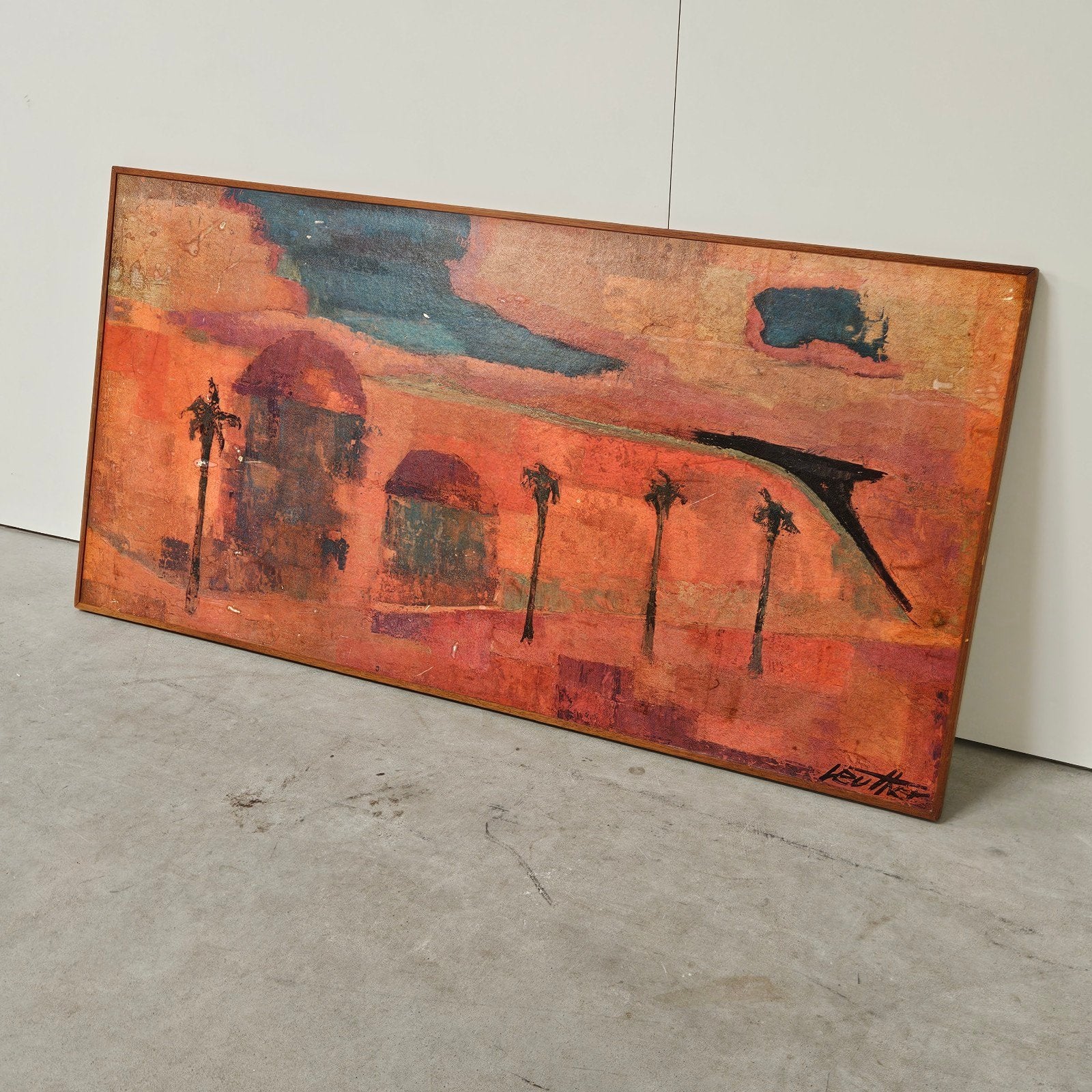 Vintage wandpaneel, abstract landschap, Ophalen