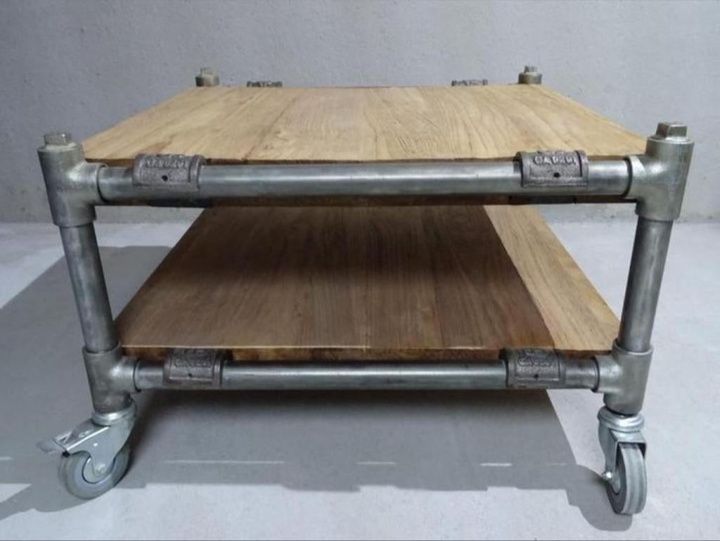 D bohdi salontafel, bijzettafel, industrieel,steigerbuis, Ophalen, 50 tot 100 cm, Vierkant, 50 tot 100 cm