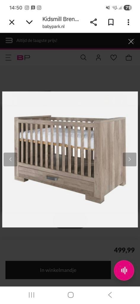 Kidsmill Brent ledikant met matras en matrasbeschermer, Ophalen, Gebruikt, 70 tot 85 cm, 140 tot 160 cm