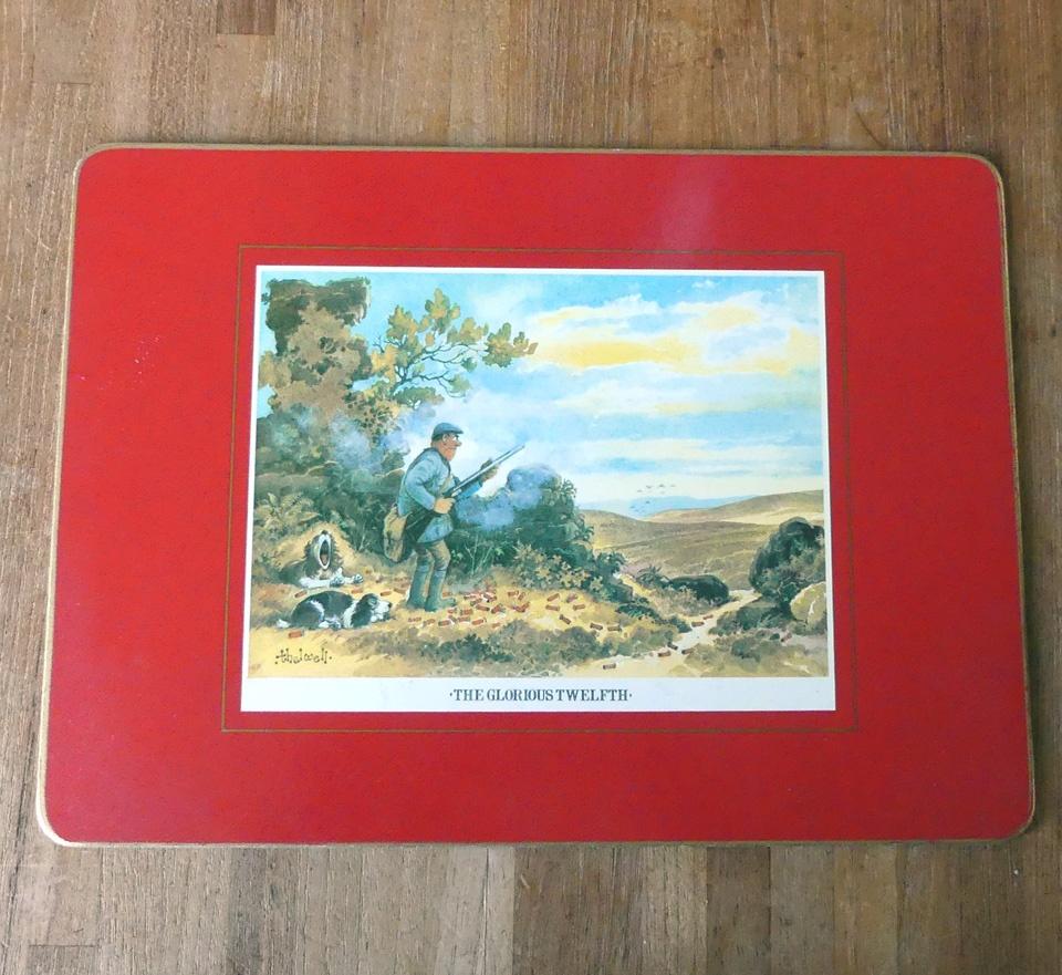 Jagers placemat "The Glorious Twelfth" broodplankje jacht, Ophalen of Verzenden, Gebruikt, Bord