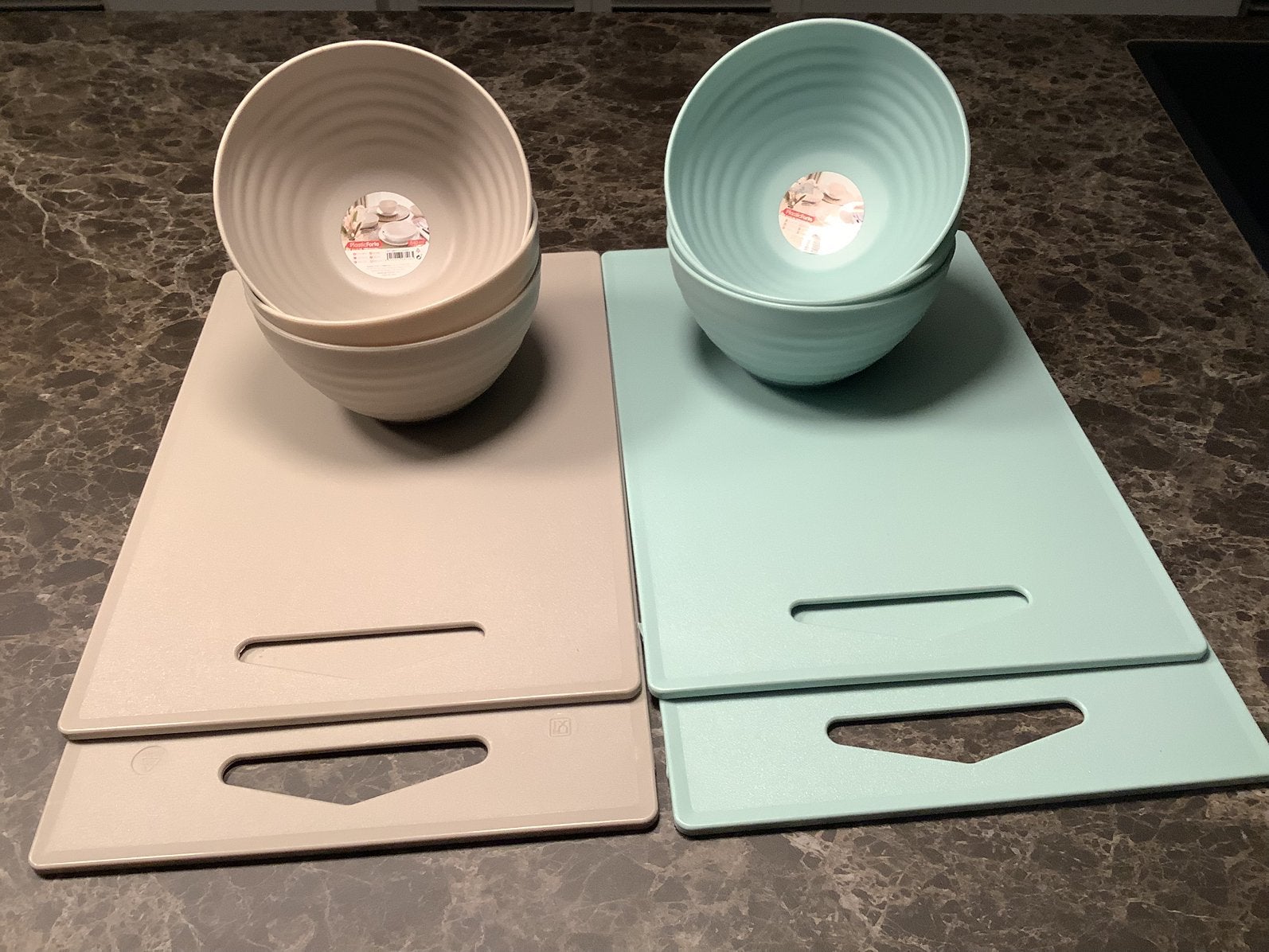6 Leuke schaaltjes met 4 snijplanken nieuw, Ophalen of Verzenden, Nieuw, Kunststof, Meerkleurig
