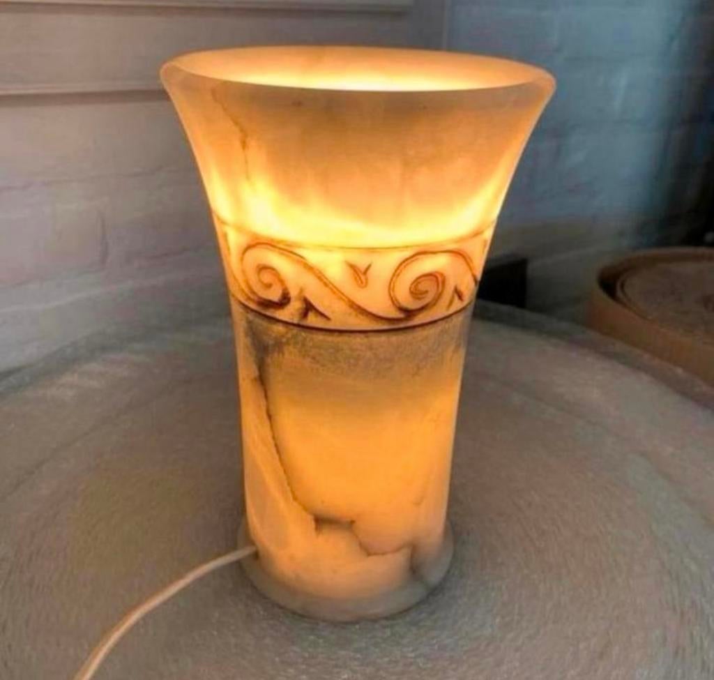 Lamp mooie marmeren Travertine tafellamp uit jaren 70., Huis en Inrichting, Lampen | Tafellampen, Ophalen of Verzenden