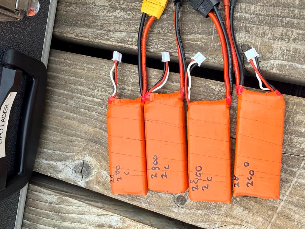 4x Lipo accu's 2S 2800mAh 20C met XT90 connectoren, Ophalen of Verzenden, Gebruikt
