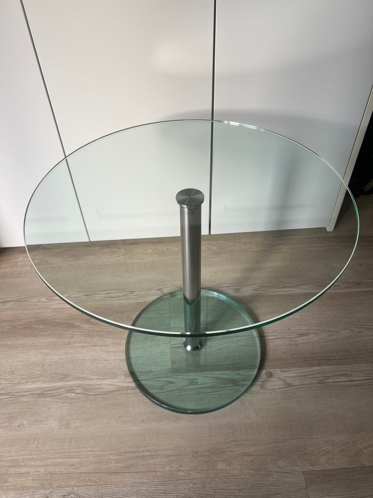 Metaform KL3 glazen bijzettafel diameter 55cm, Ophalen, Zo goed als nieuw