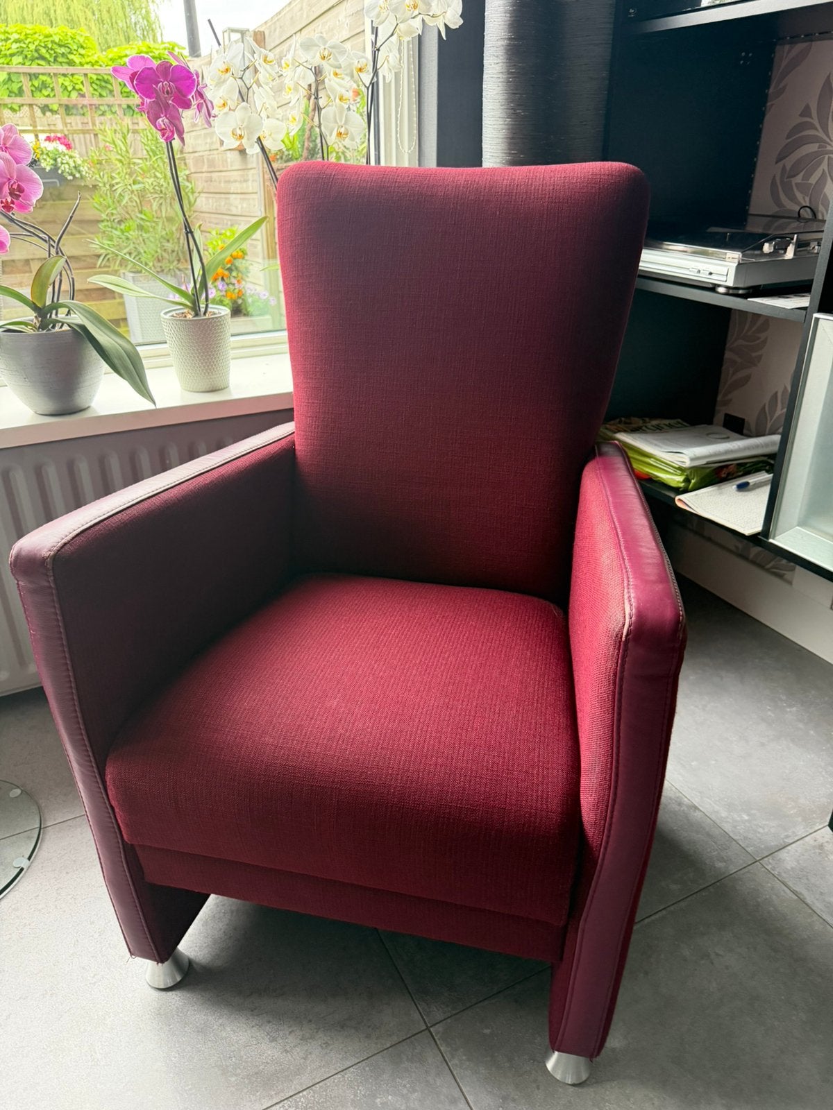 Rode fauteuils, Huis en Inrichting, Fauteuils, Zo goed als nieuw, Stof, 50 tot 75 cm, 75 tot 100 cm, Ophalen