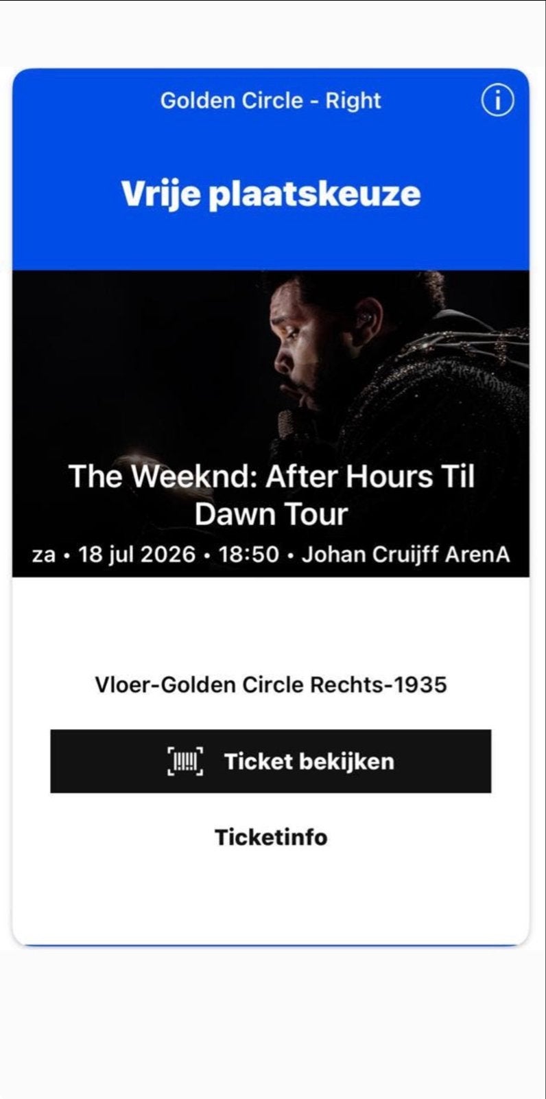 The Weeknd Tour In de Arena 18 Juli Golden Circle, Drie personen of meer, Maart