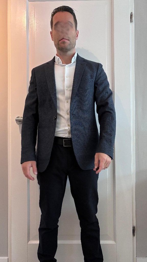 Thomas Baldwin Revenge colbert – blauwgrijs gemêleerd, Ophalen of Verzenden, Zo goed als nieuw, Maat 48/50 (M)