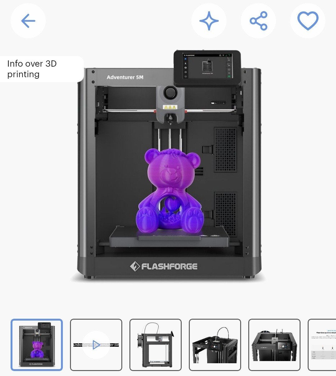 3d printer flashforge 5M als nieuw, Ophalen, Zo goed als nieuw