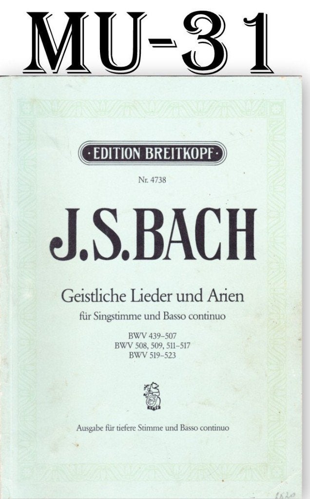 MU-31 Bladmuziek Bach Geestelijke liederen ( Piano en Zang ), Zang, Gebruikt, Klassiek, Ophalen of Verzenden