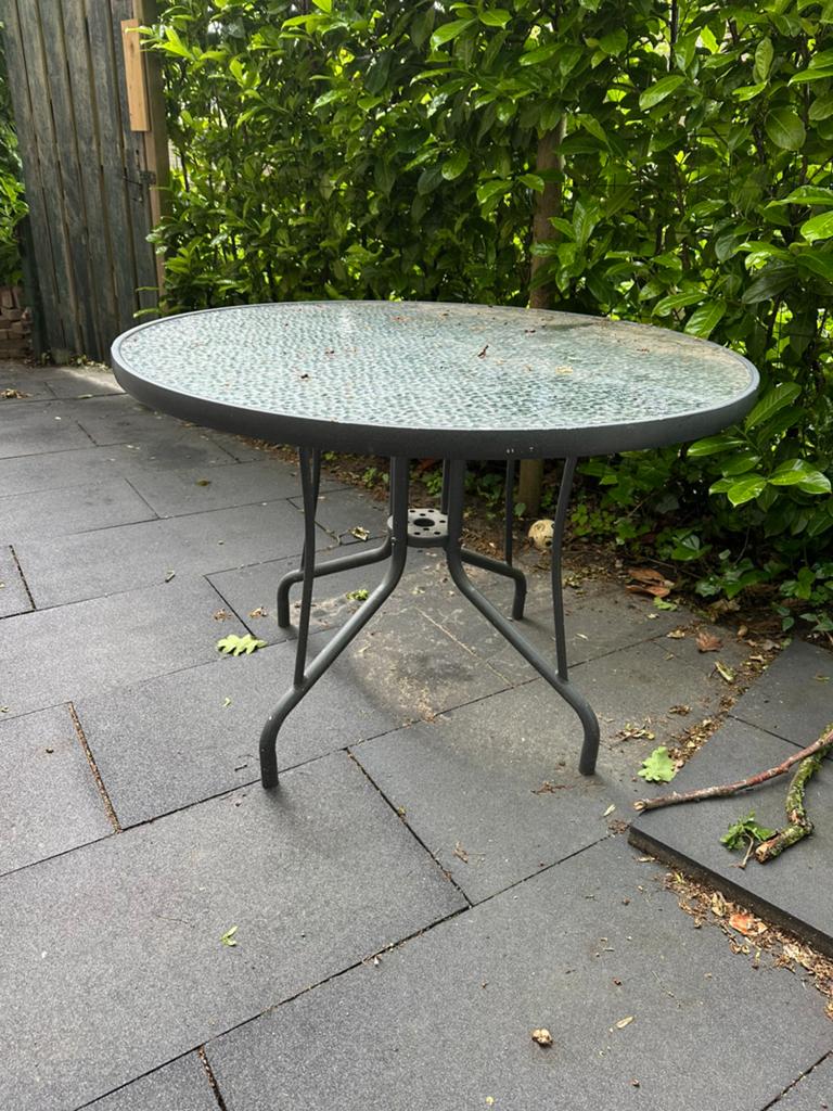 Tuintafel rond, Tuin en Terras, Ophalen, Gebruikt, Rond, Metaal