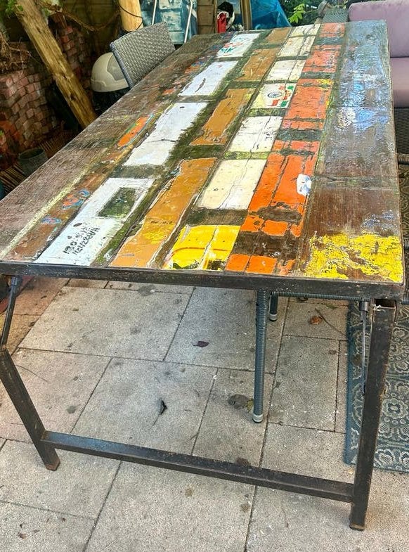 Prachtige, kleurrijke, inklapbare tafel, Indiase eettafel, Ophalen, Gebruikt, Rechthoekig, Hout