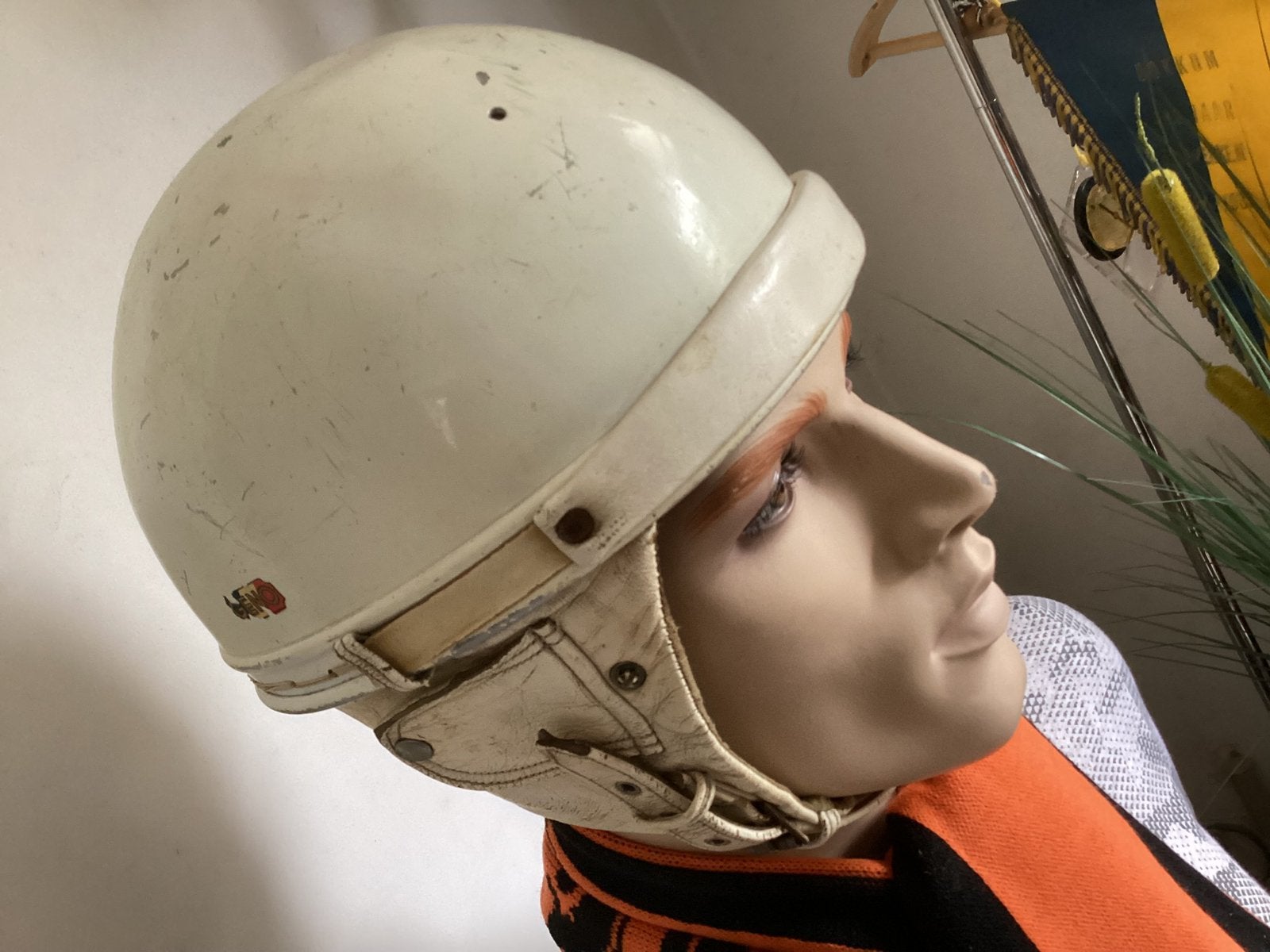 Vintage aluminium GENO bromfiets/motor helm. Frsnkrijk 1950, Ophalen of Verzenden, Zo goed als nieuw, Medium