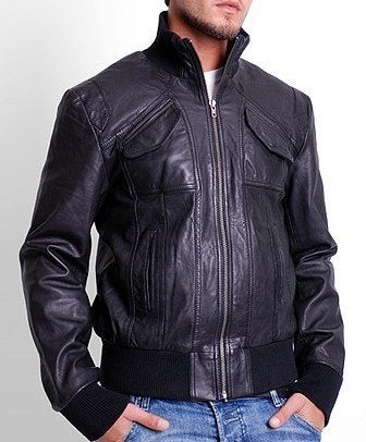 RVLT vintage leren Bomber-style jas - maat M - zwart/grijs, RVLT (Revolution), Zwart, Gedragen, Verzenden