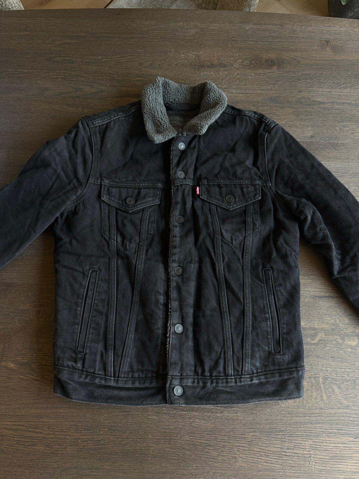 Levi's Sherpa Trucker Jacket Zwart - Maat S, Ophalen of Verzenden, Zo goed als nieuw, Maat 46 (S) of kleiner, Zwart